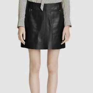 Coach Black Leather Mini Skirt